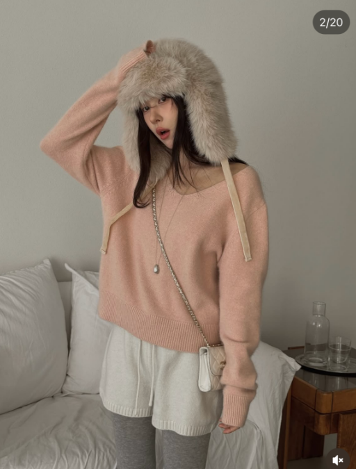 MIELLE-미엘르-OT韓國代購㊣女裝新品時尚休閑針織衫狐貍MIELLE-미엘르-OT針織衫