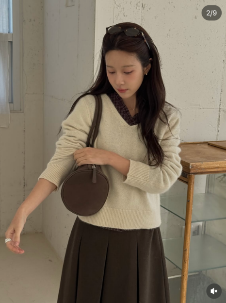 MIELLE-미엘르-OT韓國代購㊣女裝新品時尚休閑針織衫狐貍MIELLE-미엘르-OT針織衫