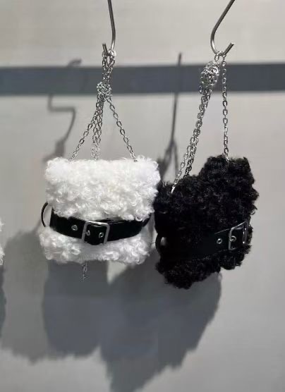 ORANGE-오렌지-OT韓國代購㊣女裝新款職業單肩斜跨包毛絨腰帶ORANGE單肩/斜跨包