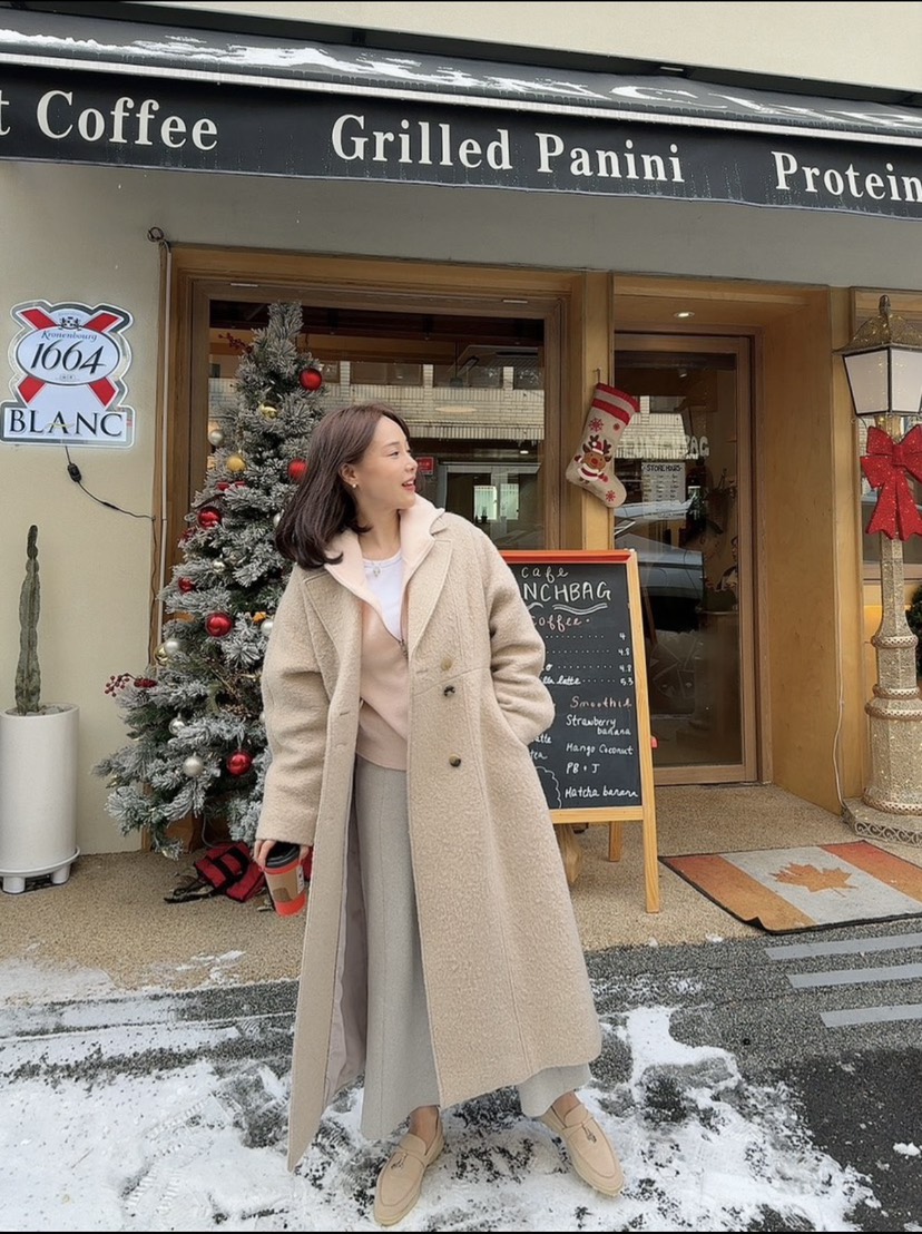 RIAH東大門㊣代購女士新品休閑人氣真品中長款大衣Sale馬海毛RIAH中長款大衣