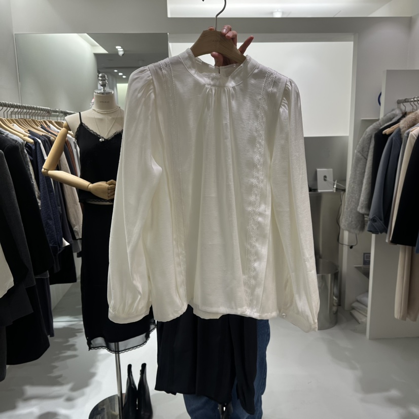 AHOY韓國代購㊣女士新款熱賣職業人氣25秋冬推薦襯衫蕾絲衫AHOY襯衫/蕾絲衫圖色1