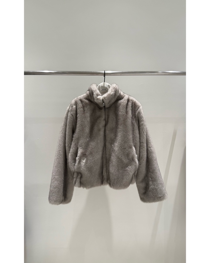 JANIE/NIA韓國代購㊣女士新款25秋冬熱賣休閑短款大衣皮草JANIE/NIA短款大衣圖色1