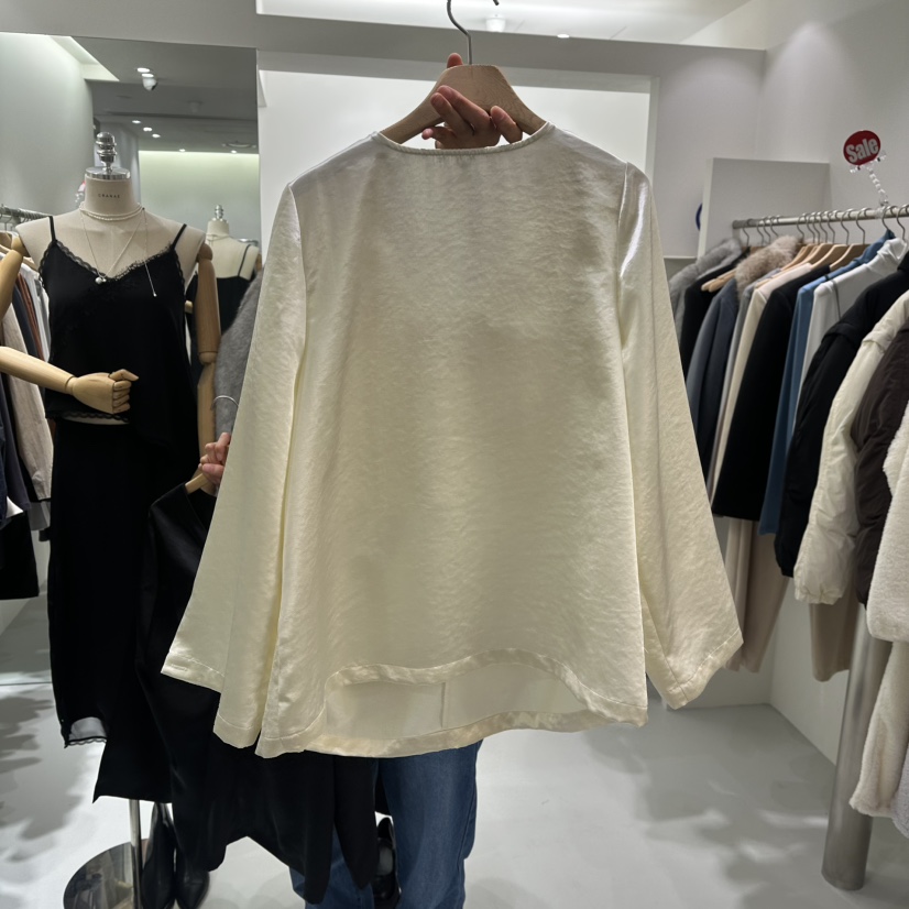 AHOY韓國代購㊣女裝新款推薦時尚職業25秋冬襯衫蕾絲衫緞面AHOY襯衫/蕾絲衫