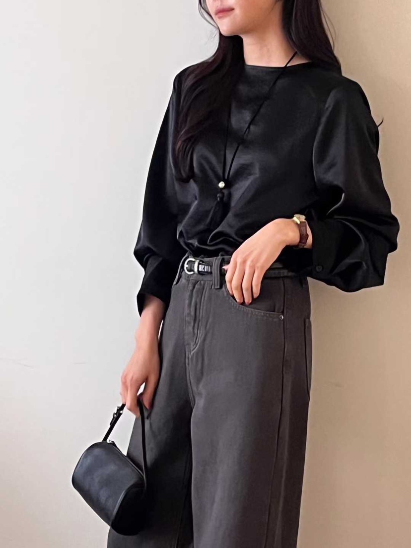 AHOY韓國代購㊣女裝新款推薦時尚職業25秋冬襯衫蕾絲衫緞面AHOY襯衫/蕾絲衫