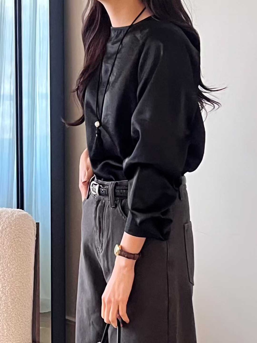 AHOY韓國代購㊣女裝新款推薦時尚職業25秋冬襯衫蕾絲衫緞面AHOY襯衫/蕾絲衫