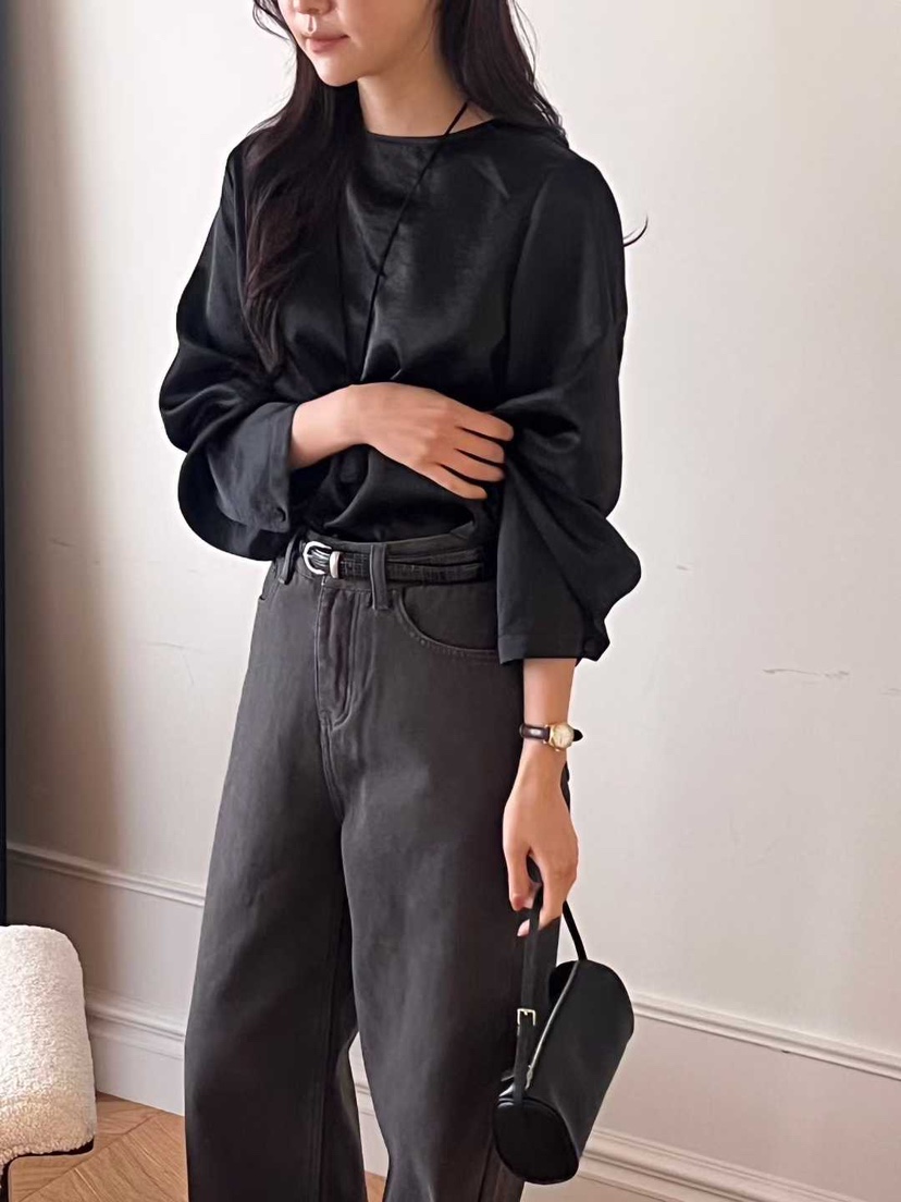 AHOY韓國代購㊣女裝新款推薦時尚職業25秋冬襯衫蕾絲衫緞面AHOY襯衫/蕾絲衫