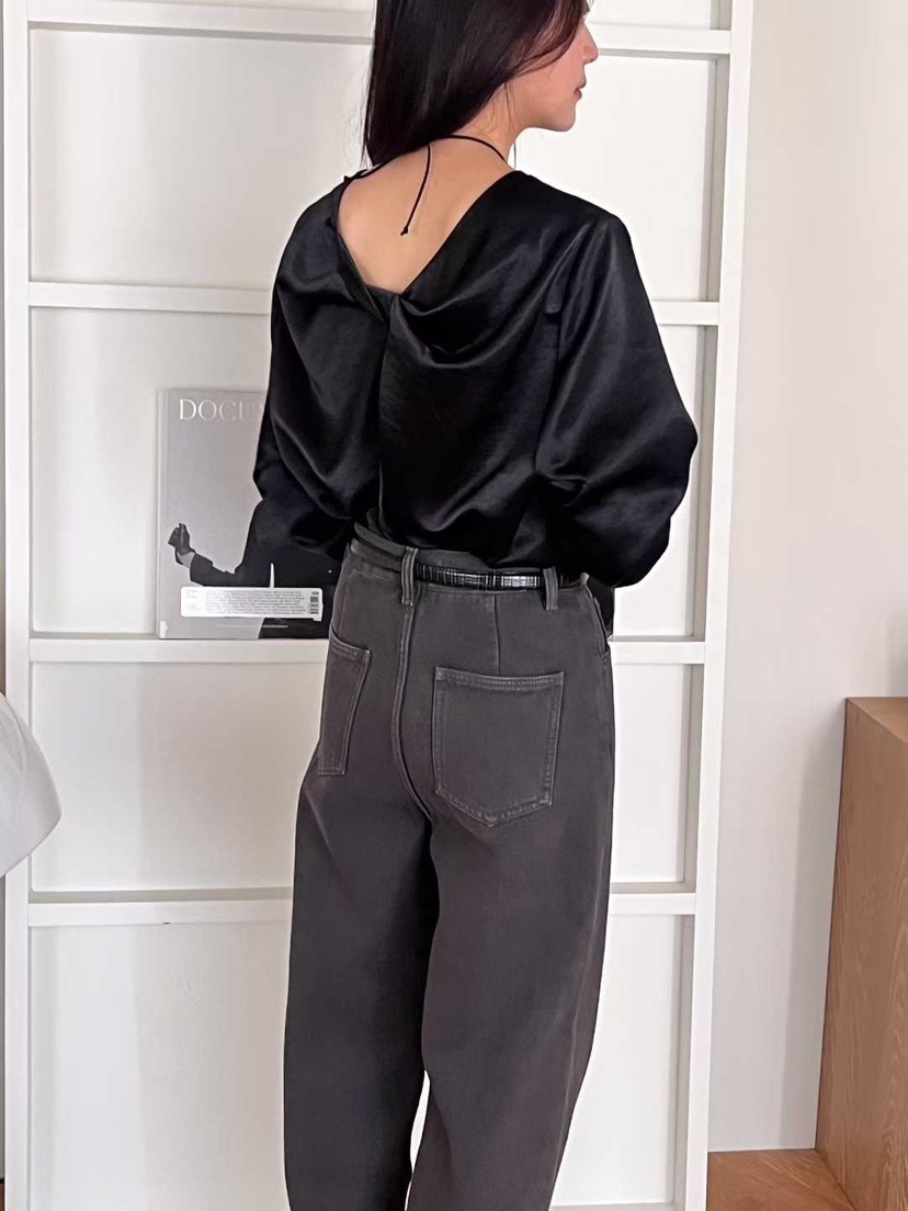 AHOY韓國代購㊣女裝新款推薦時尚職業25秋冬襯衫蕾絲衫緞面AHOY襯衫/蕾絲衫