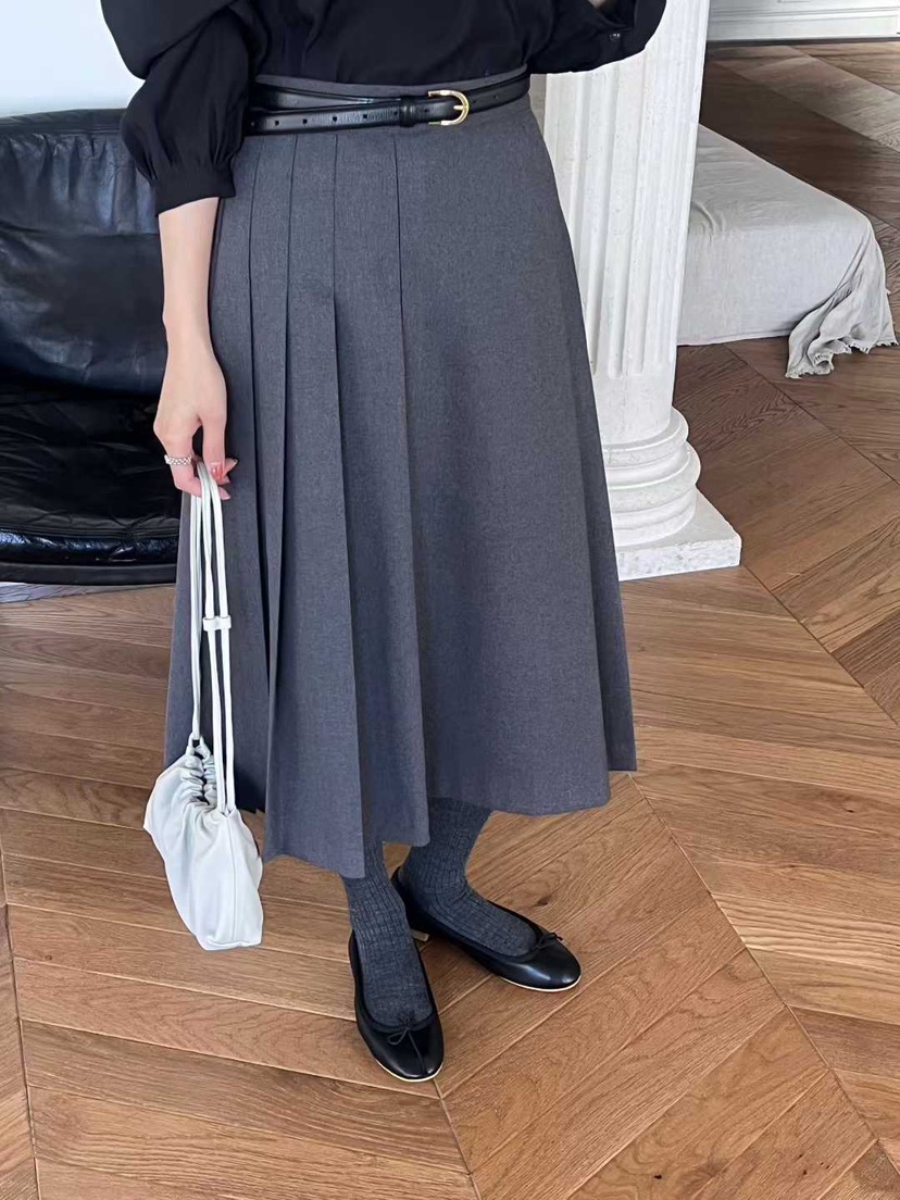 AHOY東大門㊣直郵女裝新品休閑25秋冬真品人氣長裙百褶褶裙AHOY長裙