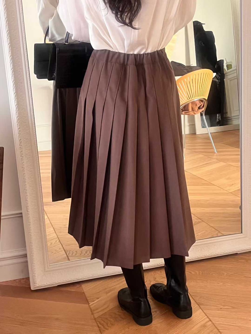 AHOY東大門㊣直郵女裝新品休閑25秋冬真品人氣長裙百褶褶裙AHOY長裙