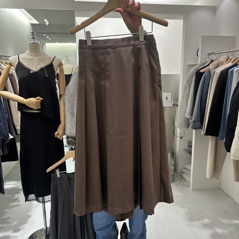 AHOY東大門㊣直郵女裝新品休閑25秋冬真品人氣長裙百褶褶裙AHOY長裙圖色2