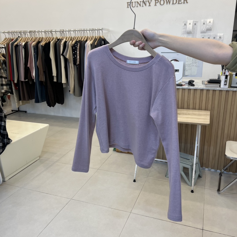 FUNNY POWDER韓國代購㊣女裝新品人氣熱賣真品長袖T恤天絲THE FUNNY長袖T恤圖色5