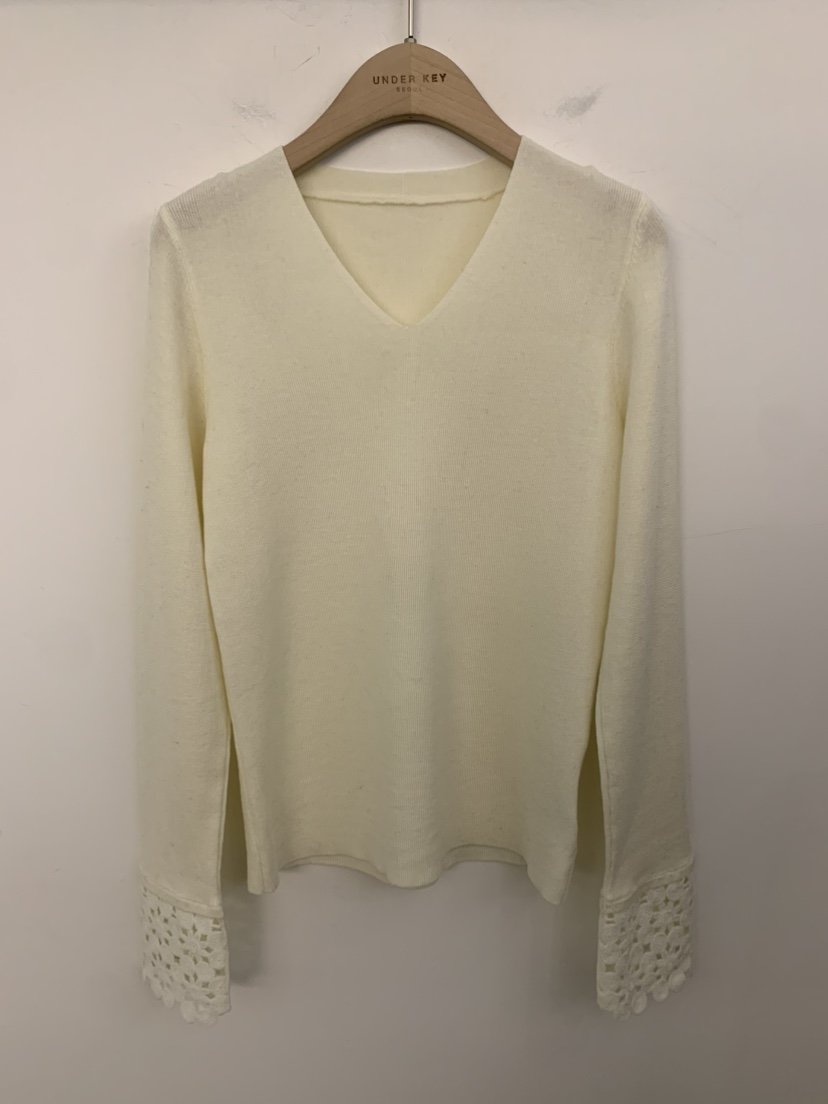 UNDER KEY東大門㊣實拍女士新款休閑推薦25秋冬針織衫鉤針編織UNDER KEY針織衫圖色1