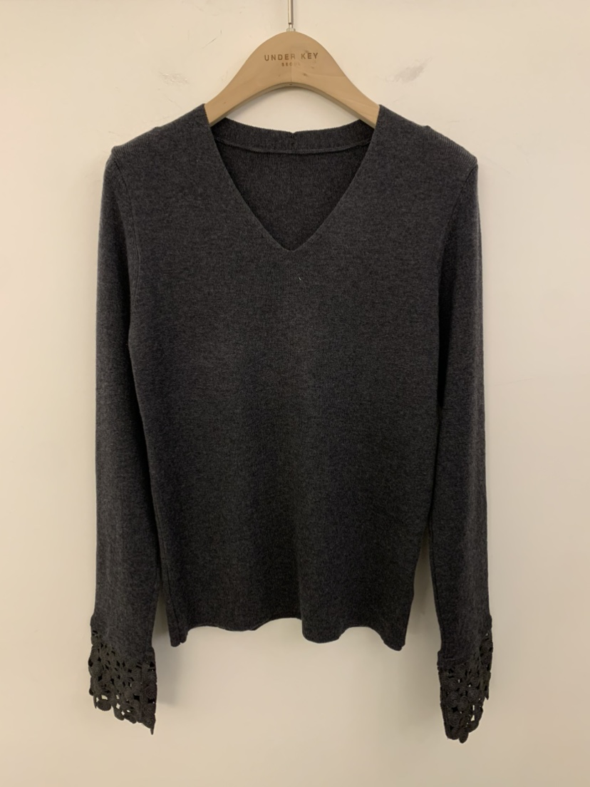 UNDER KEY東大門㊣實拍女士新款休閑推薦25秋冬針織衫鉤針編織UNDER KEY針織衫圖色2墨色