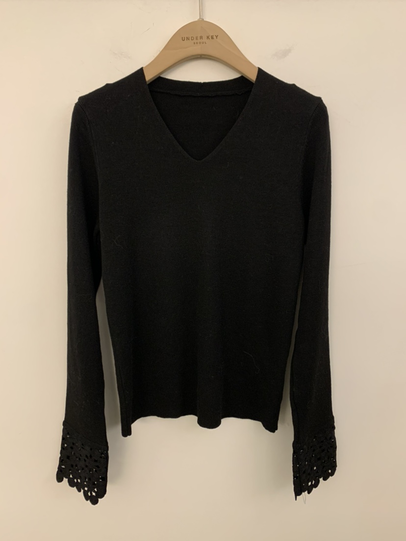UNDER KEY東大門㊣實拍女士新款休閑推薦25秋冬針織衫鉤針編織UNDER KEY針織衫圖色3黑色