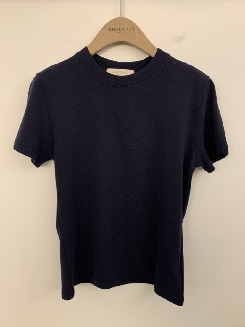 UNDER KEY東大門㊣直郵女裝新品休閑熱賣推薦25秋冬T恤天絲棉UNDER KEYT恤圖色4深藍色