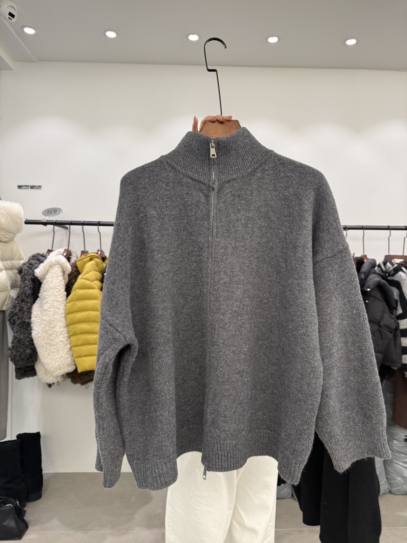 WATERMELON東大門㊣直郵女士新款休閑真品推薦25秋冬針織衫拉鏈WATER MELON針織衫圖色1