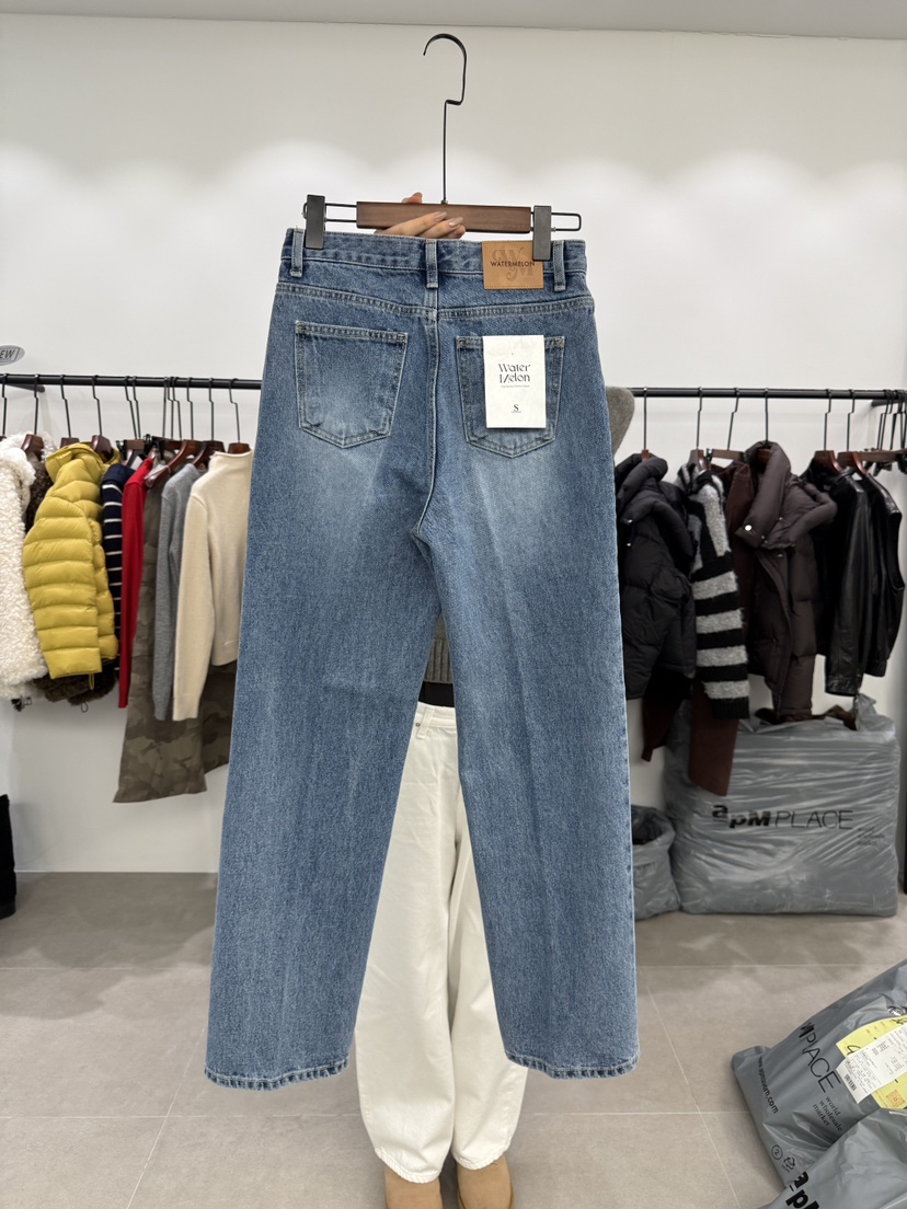 WATERMELON韓國直郵㊣女士新品職業時尚人氣牛仔褲水洗牛仔布WATER MELON牛仔褲