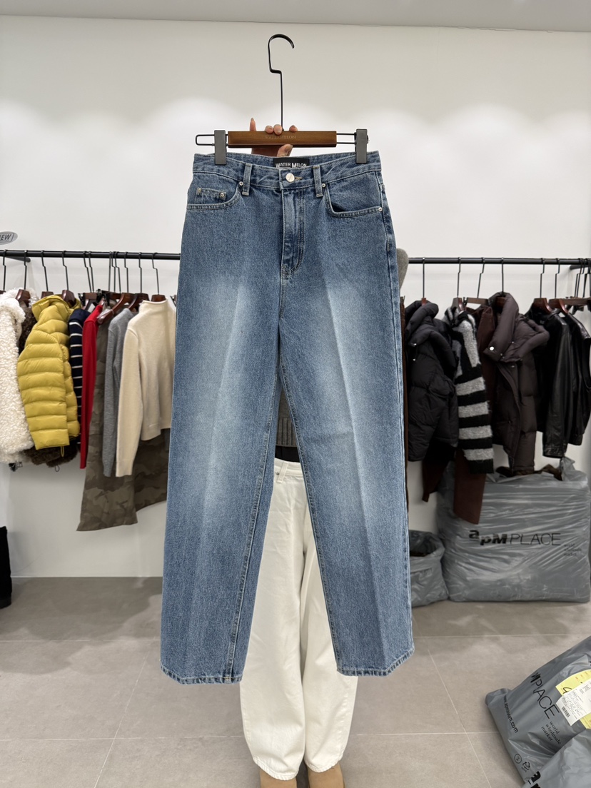 WATERMELON韓國直郵㊣女士新品職業時尚人氣牛仔褲水洗牛仔布WATER MELON牛仔褲圖色1