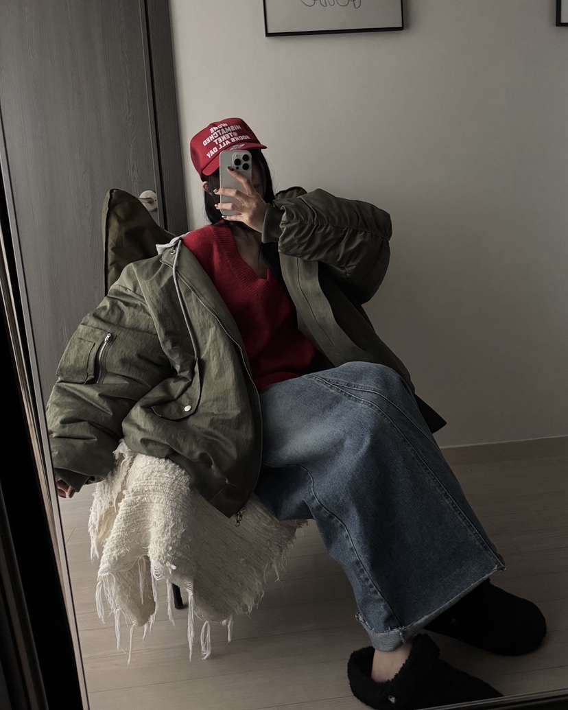 OKIE韓國代購㊣女裝新品25秋冬休閑真品推薦時尚短款棉服褶皺OKIE短款棉服