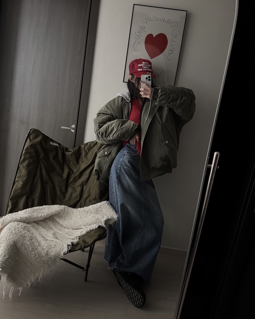 OKIE韓國代購㊣女裝新品25秋冬休閑真品推薦時尚短款棉服褶皺OKIE短款棉服