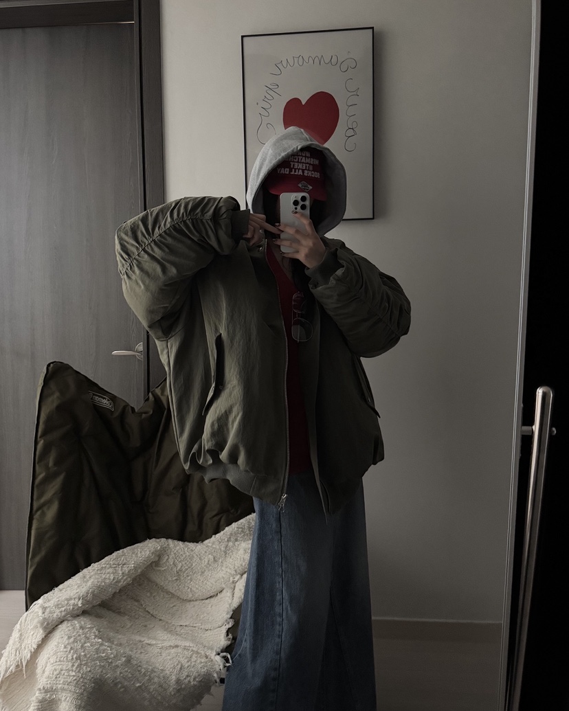 OKIE韓國代購㊣女裝新品25秋冬休閑真品推薦時尚短款棉服褶皺OKIE短款棉服