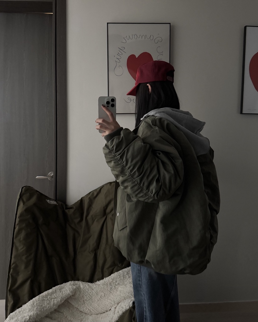 OKIE韓國代購㊣女裝新品25秋冬休閑真品推薦時尚短款棉服褶皺OKIE短款棉服