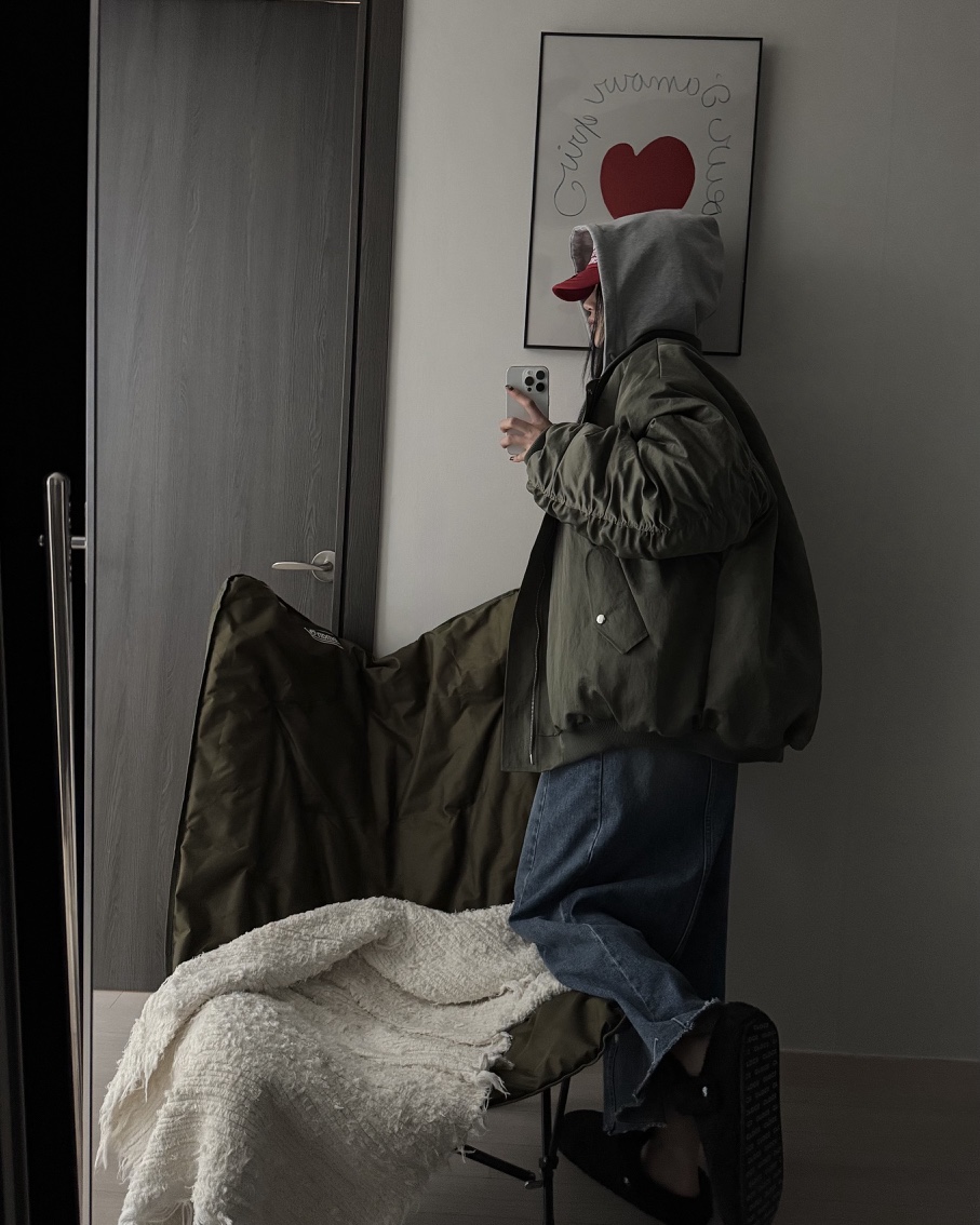 OKIE韓國代購㊣女裝新品25秋冬休閑真品推薦時尚短款棉服褶皺OKIE短款棉服