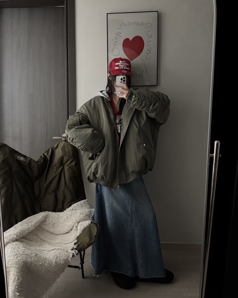 OKIE韓國代購㊣女裝新品25秋冬休閑真品推薦時尚短款棉服褶皺OKIE短款棉服圖色1