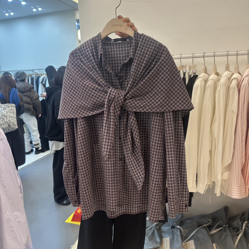 FLORAL東大門㊣實拍女裝新款推薦真品人氣襯衫蕾絲衫含圍巾FLORAL襯衫/蕾絲衫圖色2