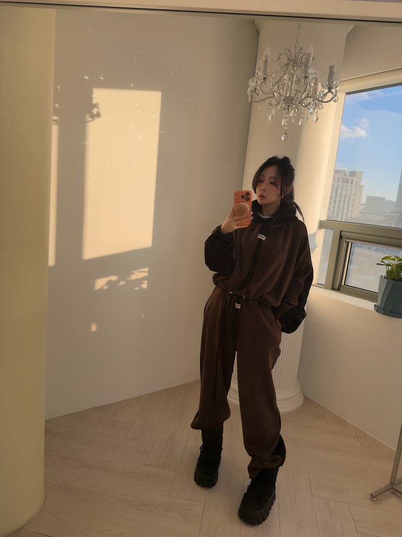 PALETTE-Q東大門㊣直郵女裝新款25秋冬時尚休閑休閑褲抓絨PALETTE-Q休閑褲