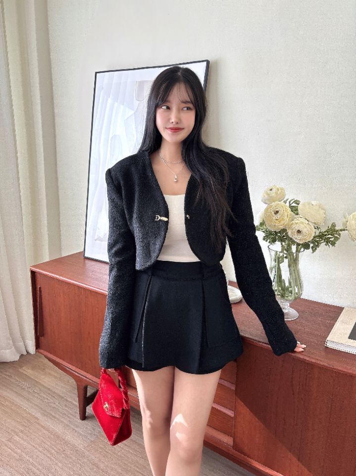 mars東大門㊣實拍女裝新品推薦真品人氣職業夾克含脖帶粗花呢mars夾克