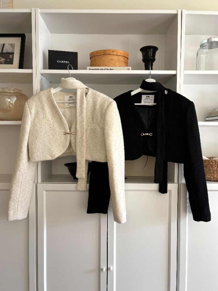 mars東大門㊣實拍女裝新品推薦真品人氣職業夾克含脖帶粗花呢mars夾克