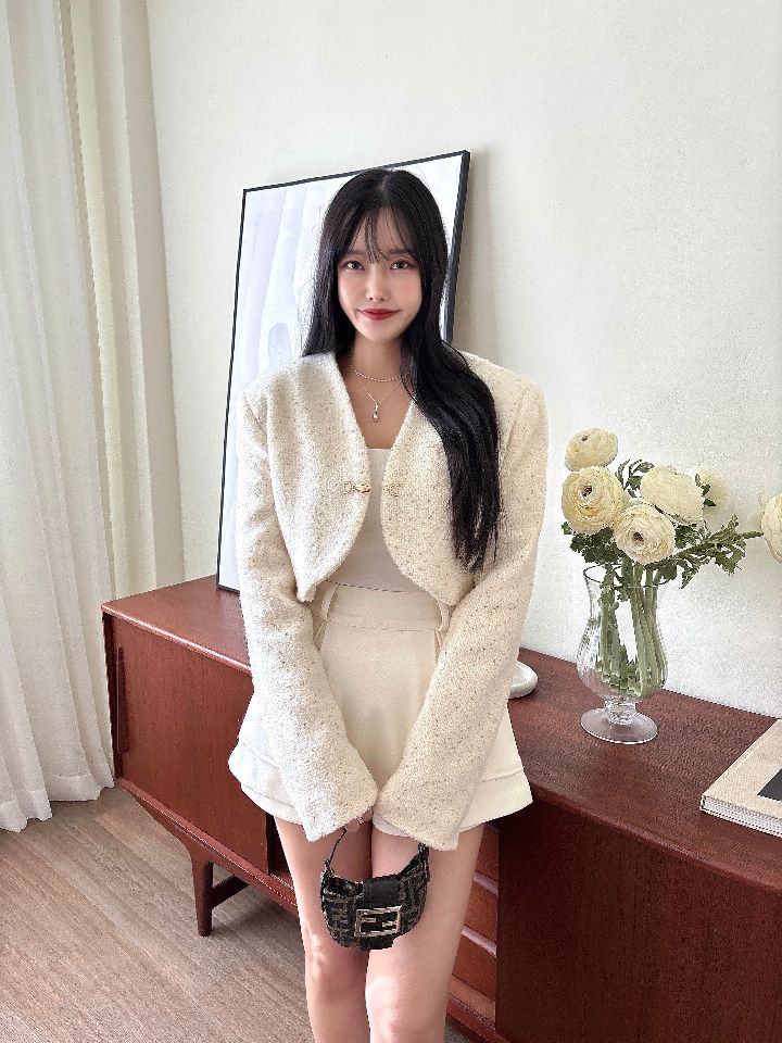 mars東大門㊣實拍女裝新品推薦真品人氣職業夾克含脖帶粗花呢mars夾克