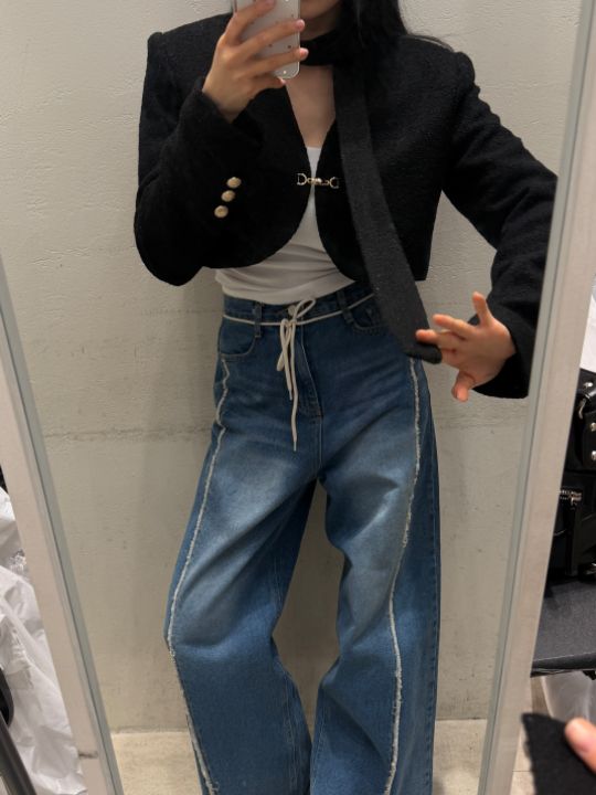 mars東大門㊣實拍女裝新品推薦真品人氣職業夾克含脖帶粗花呢mars夾克