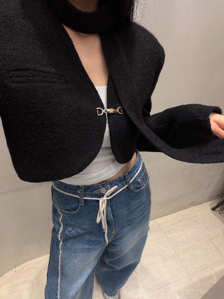 mars東大門㊣實拍女裝新品推薦真品人氣職業夾克含脖帶粗花呢mars夾克