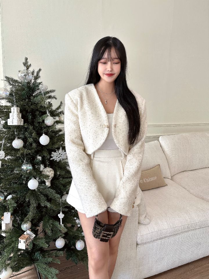 mars東大門㊣實拍女裝新品推薦真品人氣職業夾克含脖帶粗花呢mars夾克