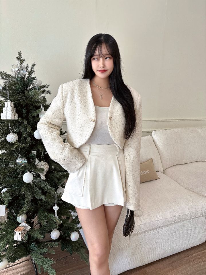 mars東大門㊣實拍女裝新品推薦真品人氣職業夾克含脖帶粗花呢mars夾克