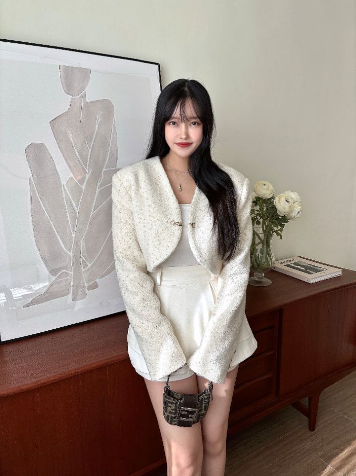 mars東大門㊣實拍女裝新品推薦真品人氣職業夾克含脖帶粗花呢mars夾克