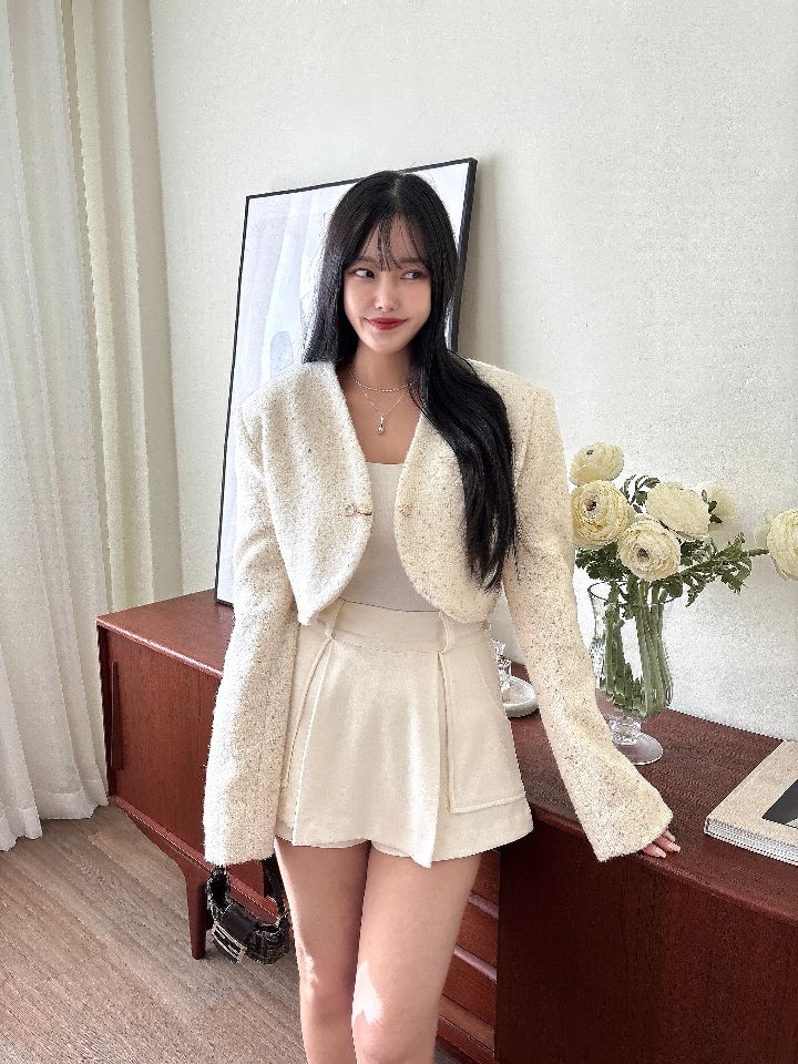 mars東大門㊣實拍女裝新品推薦真品人氣職業夾克含脖帶粗花呢mars夾克