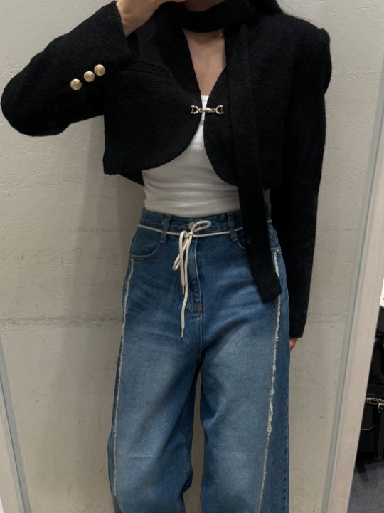 mars東大門㊣實拍女裝新品推薦真品人氣職業夾克含脖帶粗花呢mars夾克