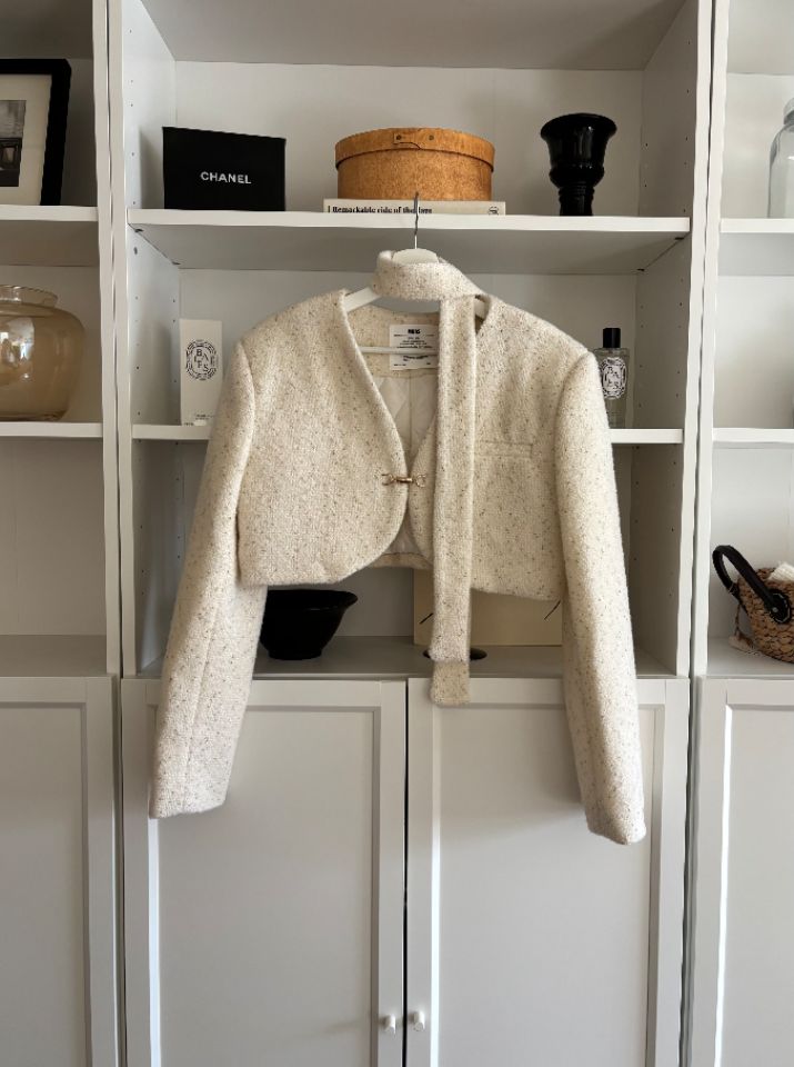 mars東大門㊣實拍女裝新品推薦真品人氣職業夾克含脖帶粗花呢mars夾克圖色1