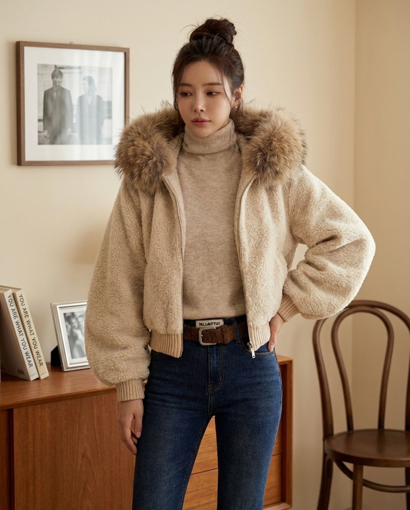 MILLIMETER東大門㊣實拍女士新品職業時尚推薦25秋冬夾克貂皮MILLIMETER/MGML夾克