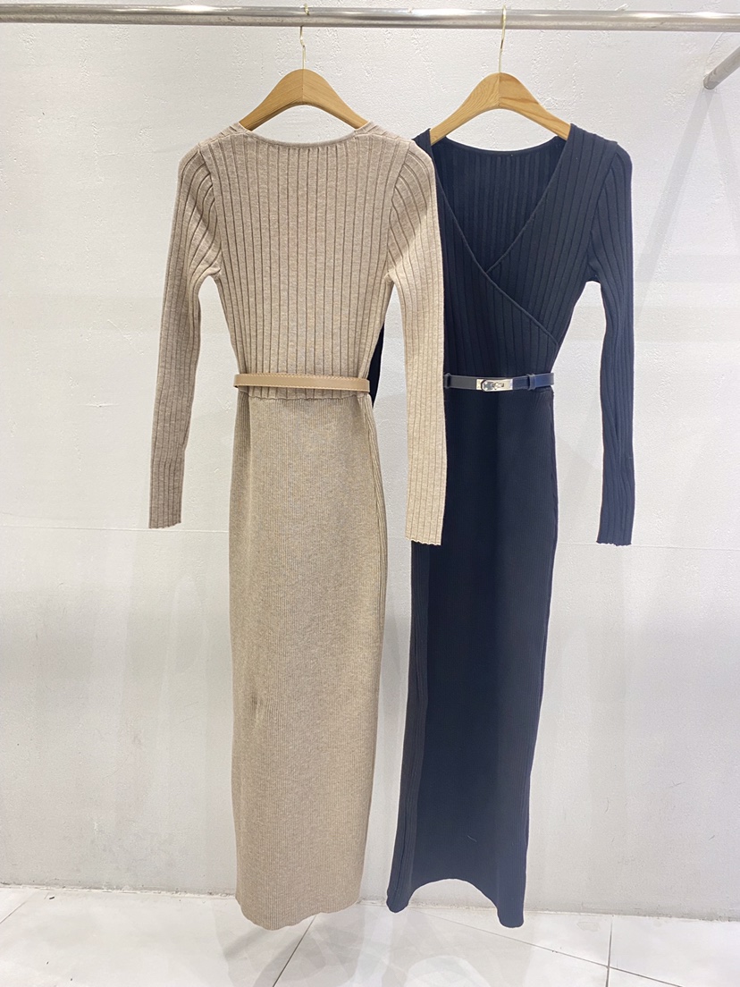 KC MARKET韓國代購㊣女士新款熱賣時尚25秋冬連衣裙不含腰帶KC MARKET連衣裙