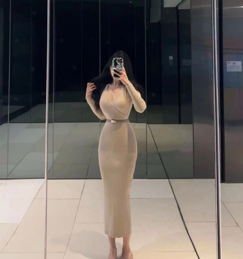 KC MARKET韓國代購㊣女士新款熱賣時尚25秋冬連衣裙不含腰帶KC MARKET連衣裙