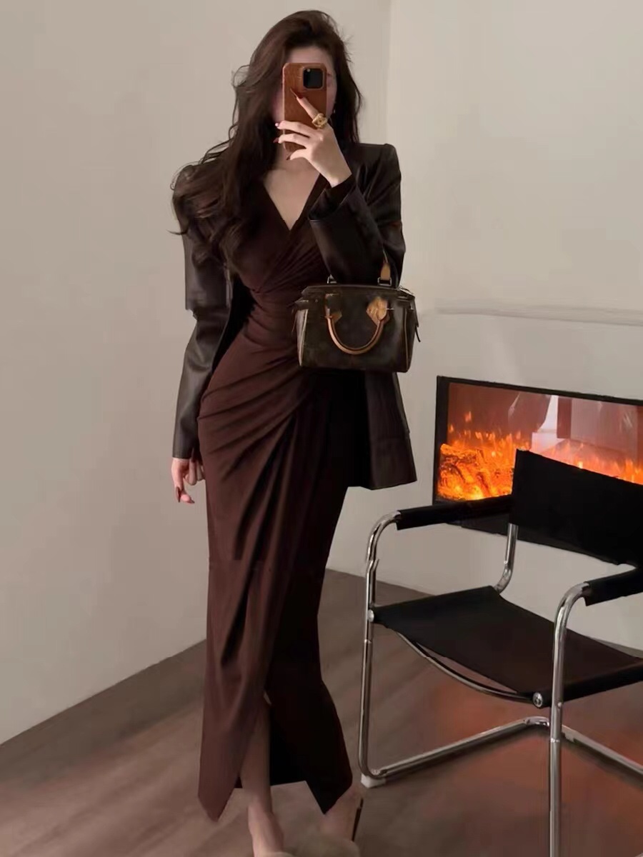 KC MARKET東大門㊣直郵女士新款推薦真品25秋冬職業連衣裙KC MARKET連衣裙