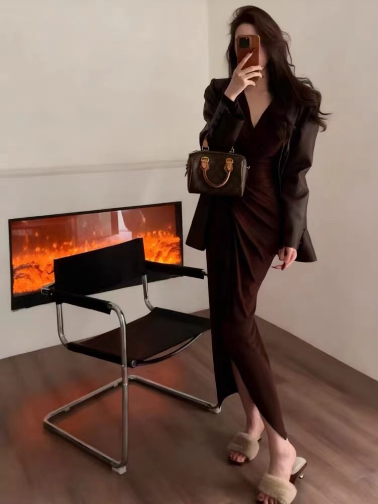 KC MARKET東大門㊣直郵女士新款推薦真品25秋冬職業連衣裙KC MARKET連衣裙