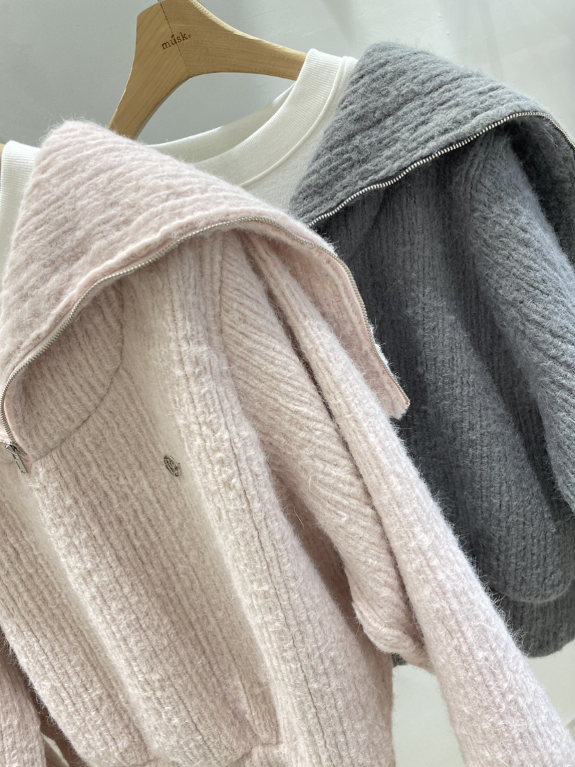 MUSK韓國直郵㊣女士新品熱賣推薦休閑時尚衛衣安哥拉羊毛拉鏈MUSK衛衣
