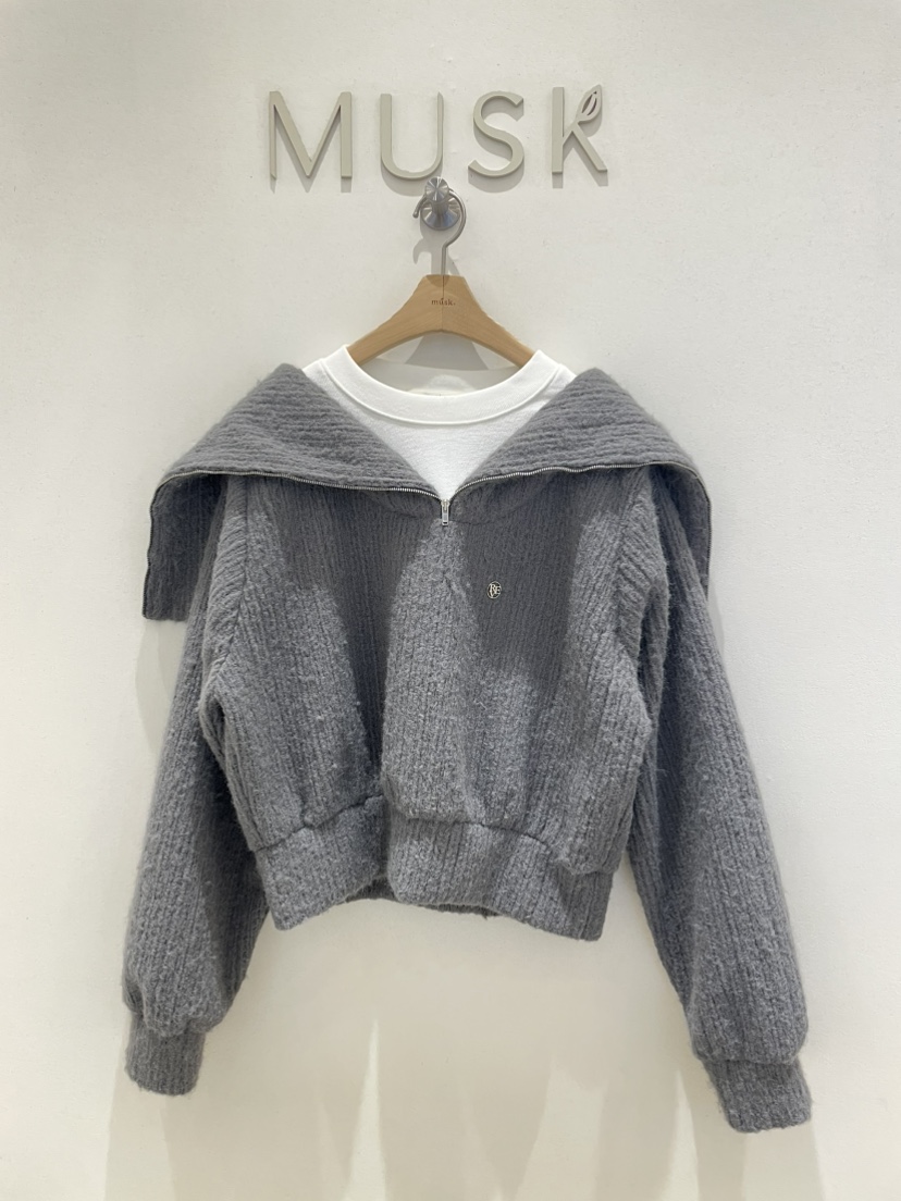 MUSK韓國直郵㊣女士新品熱賣推薦休閑時尚衛衣安哥拉羊毛拉鏈MUSK衛衣圖色2