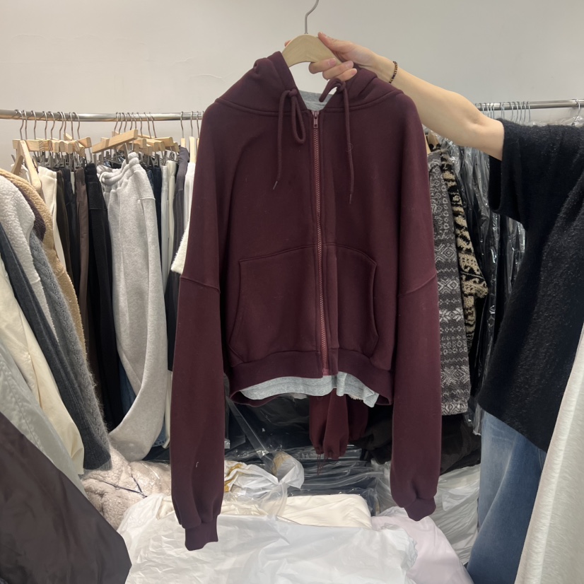 TAFFETA東大門㊣直郵女裝新品休閑推薦熱賣衛衣連帽衫加絨拉鏈TAFFETA衛衣圖色2