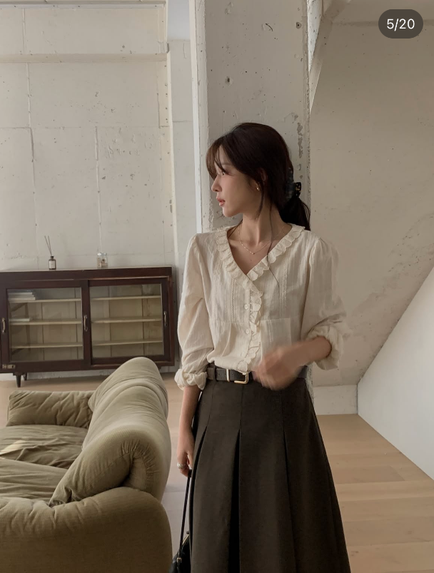 MIELLE-미엘르-OT東大門㊣直郵女士新品熱賣休閑襯衫蕾絲衫MIELLE-미엘르-OT襯衫/蕾絲衫圖色2